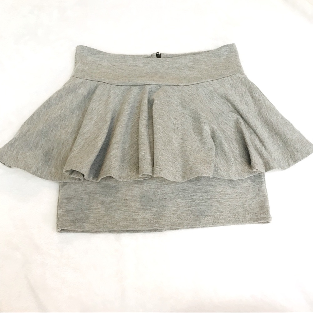 Heather Grey Peplum Mini Skirt Size Small